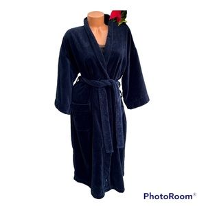 COLOURS BY ALEXANDER JULIAN 90s VTG Mens Bath Robe Cotton L XL One Size Belted
